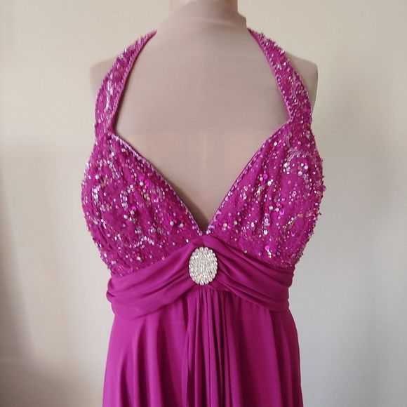 (3) NWT Beautiful Fuchsia Long Gown by Wow Style 8034 - Picture 4 of 5